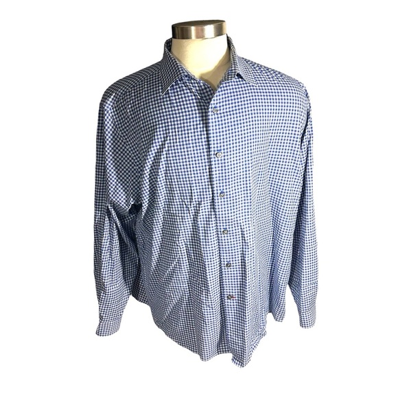 Cremieux 38 Classics Men Blue & White Gingham Long Sleeve Button Up Shirt Sz XXL - Picture 2 of 16